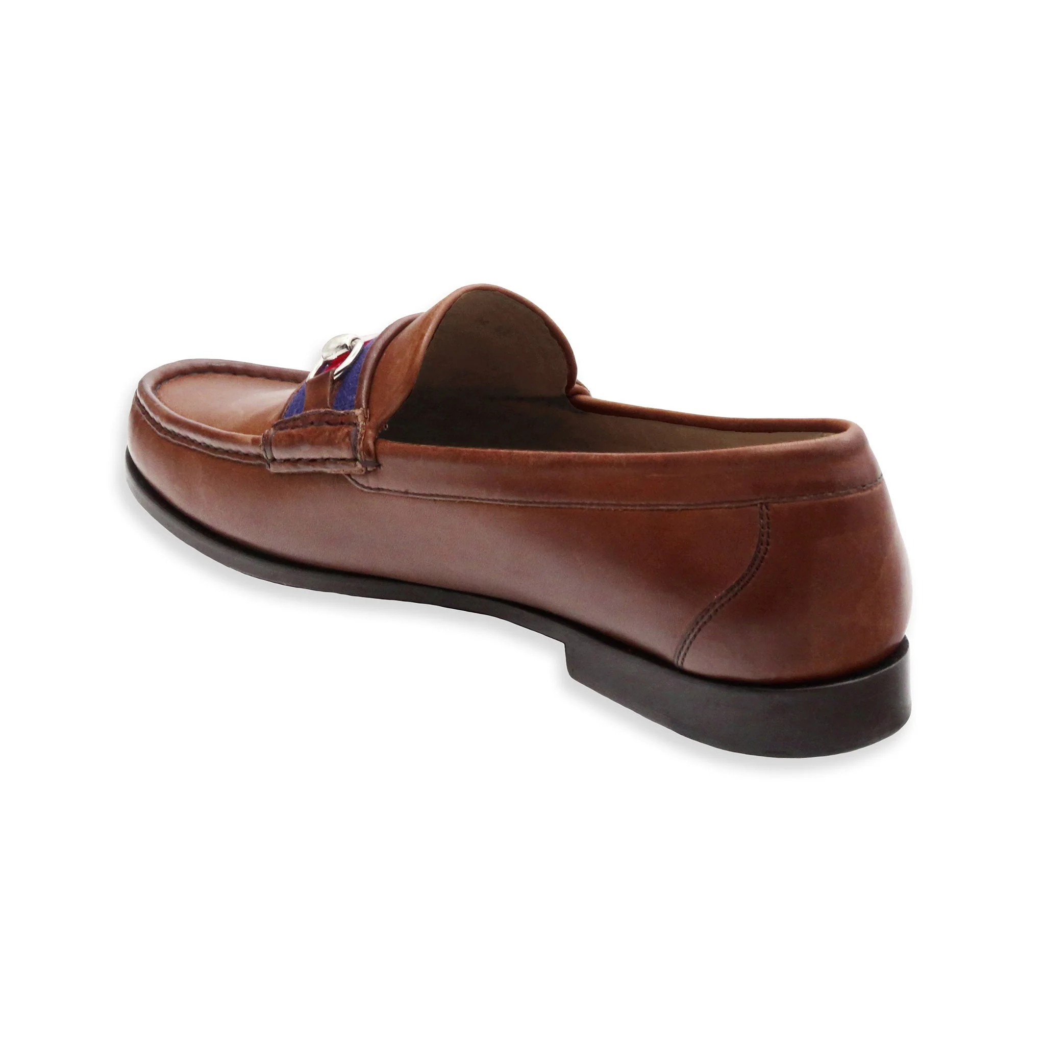 Herringbone Downing Bit Loafers (Navy) (Chestnut Leather) - Image 4
