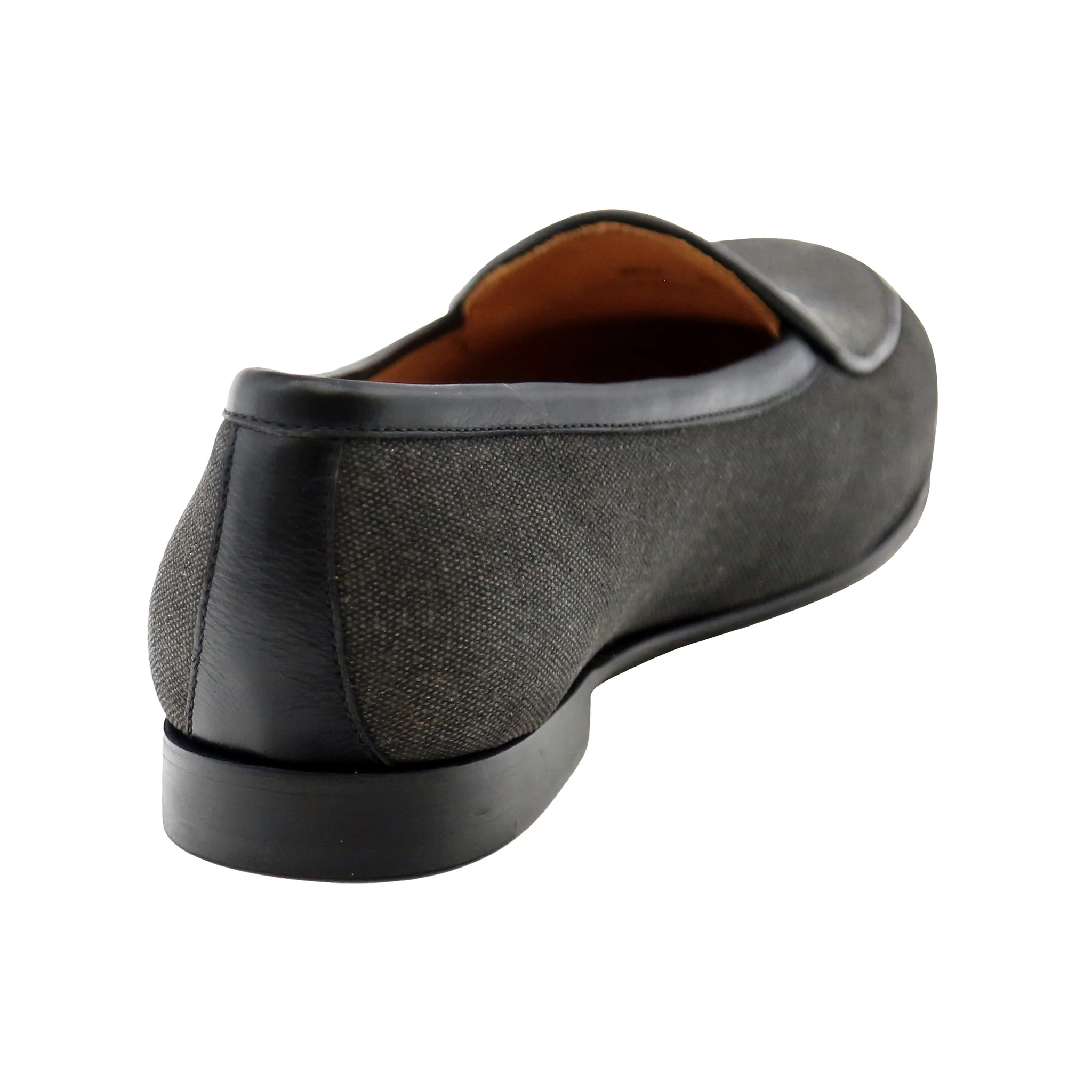 Jolly Roger Canvas Belgian Loafers (Charcoal Canvas) (Black Leather) - Image 4