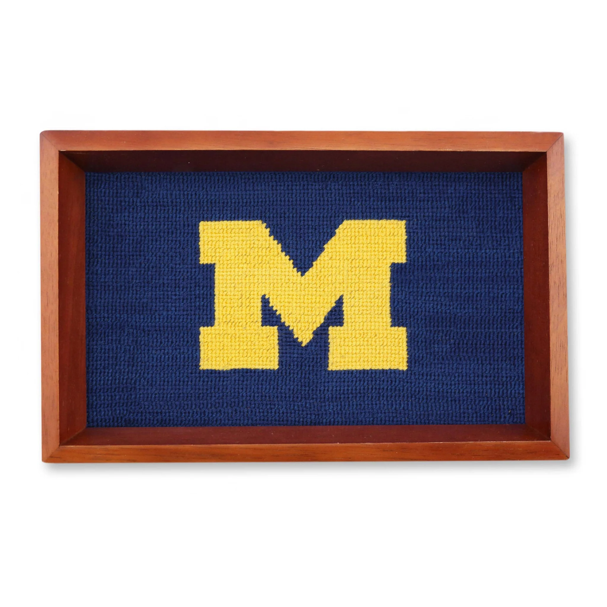 Michigan Valet Tray (Classic Navy) (Chestnut Wood)