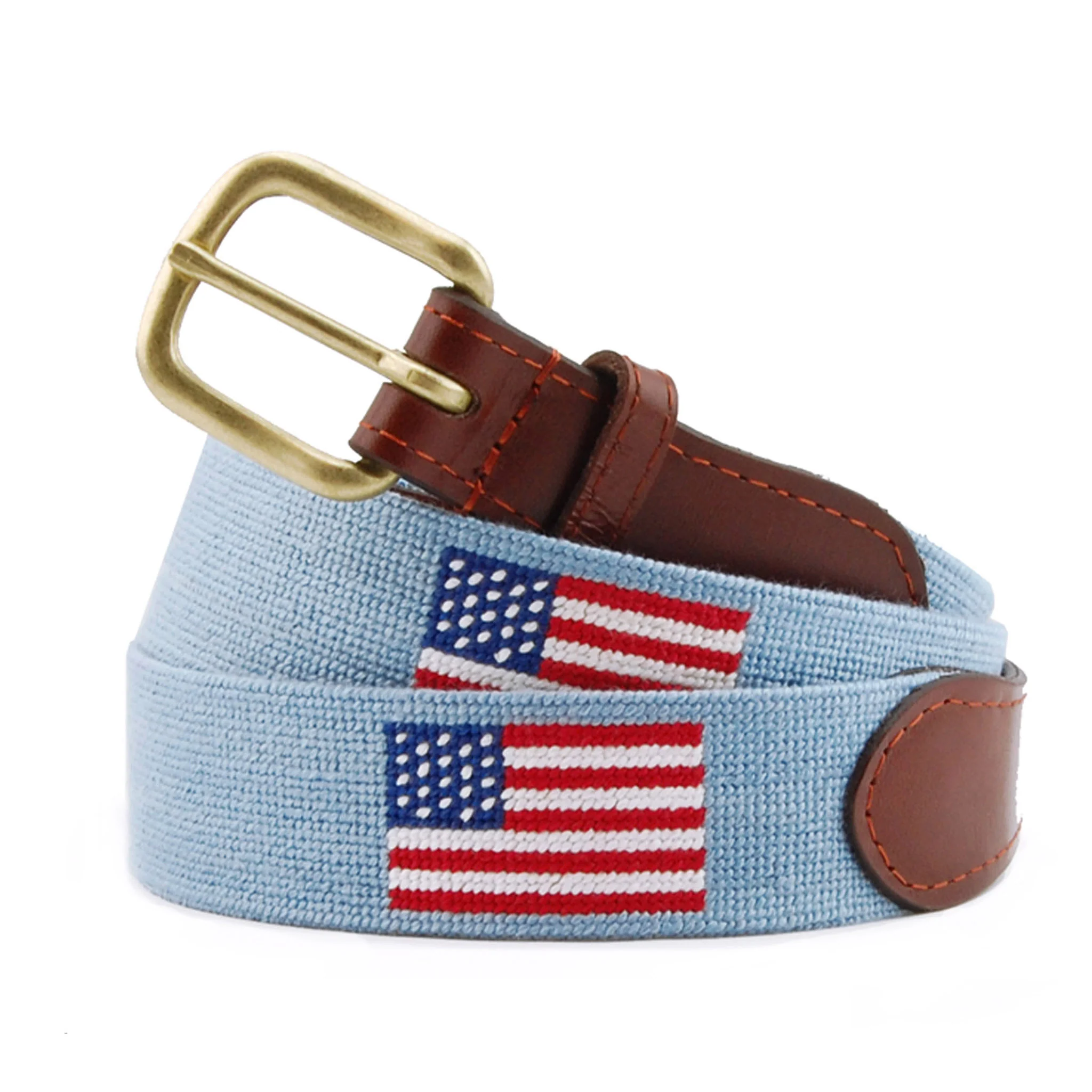 Monogrammed American Flag Belt (Antique Blue)