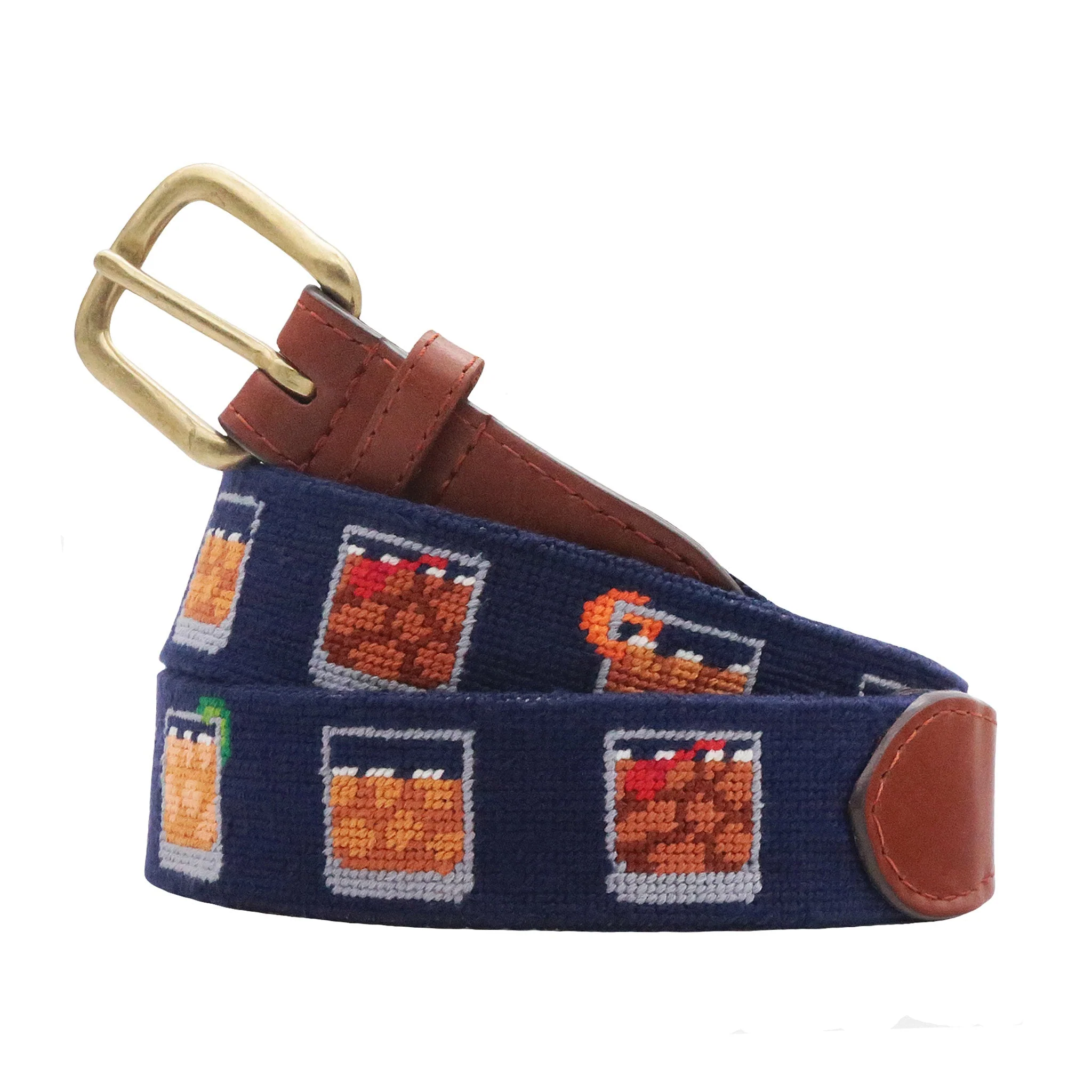 Monogrammed Bourbon Five Ways Belt (Dark Navy)