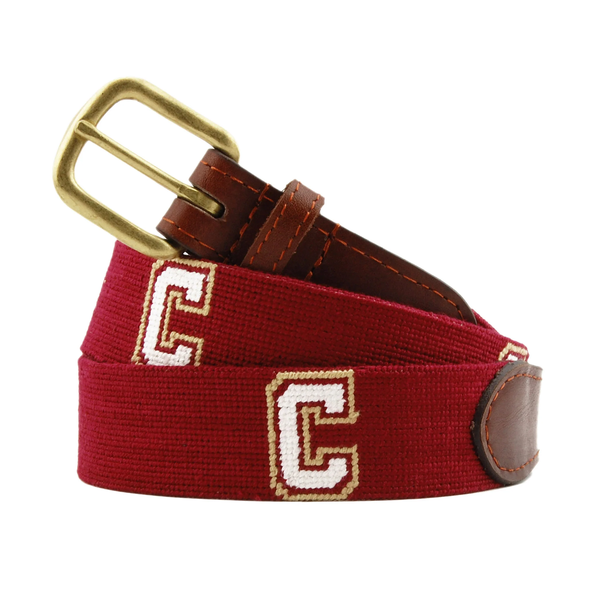 Monogrammed College of Charleston Belt (Garnet)