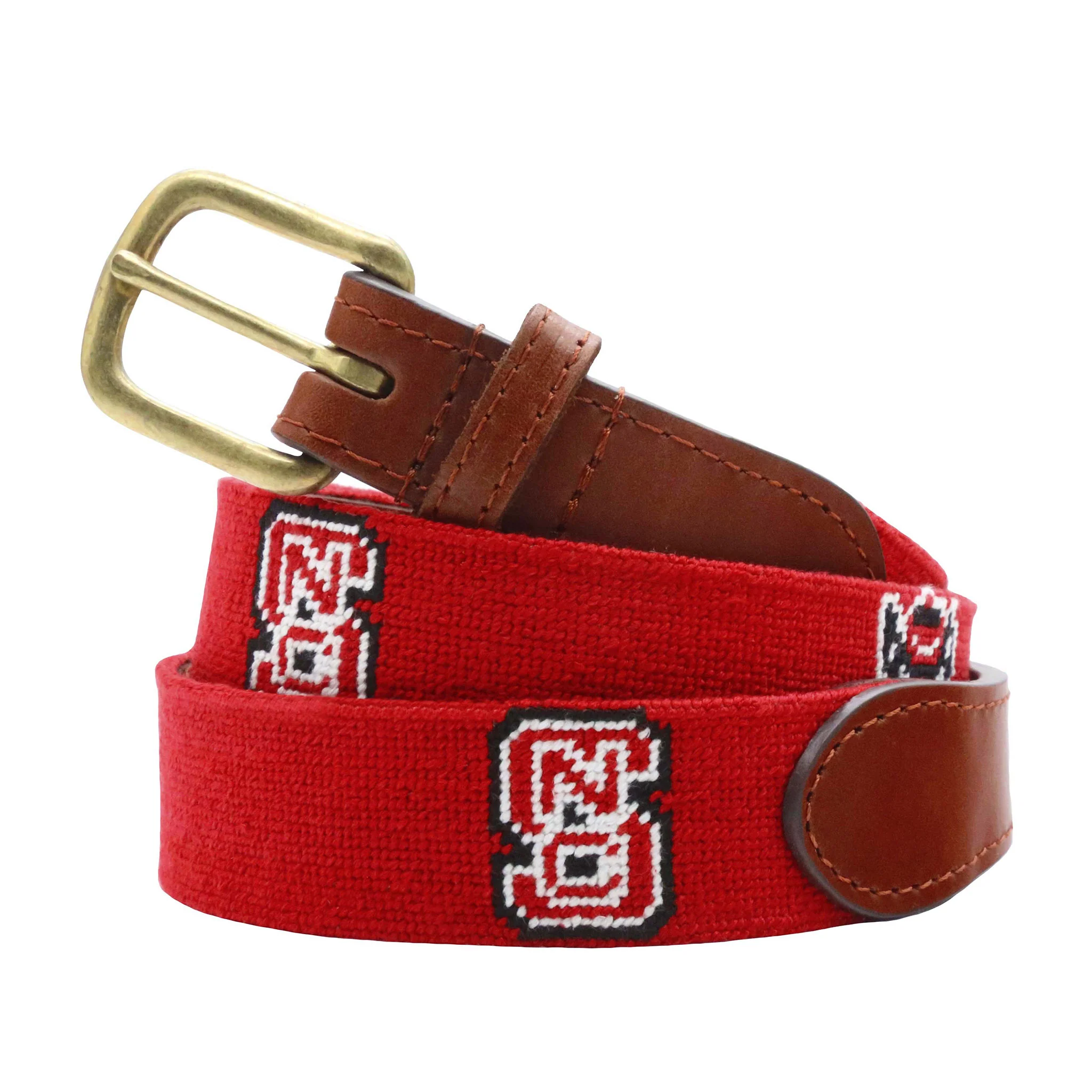 Monogrammed NC State Logo-Wolfy Belt (Red)
