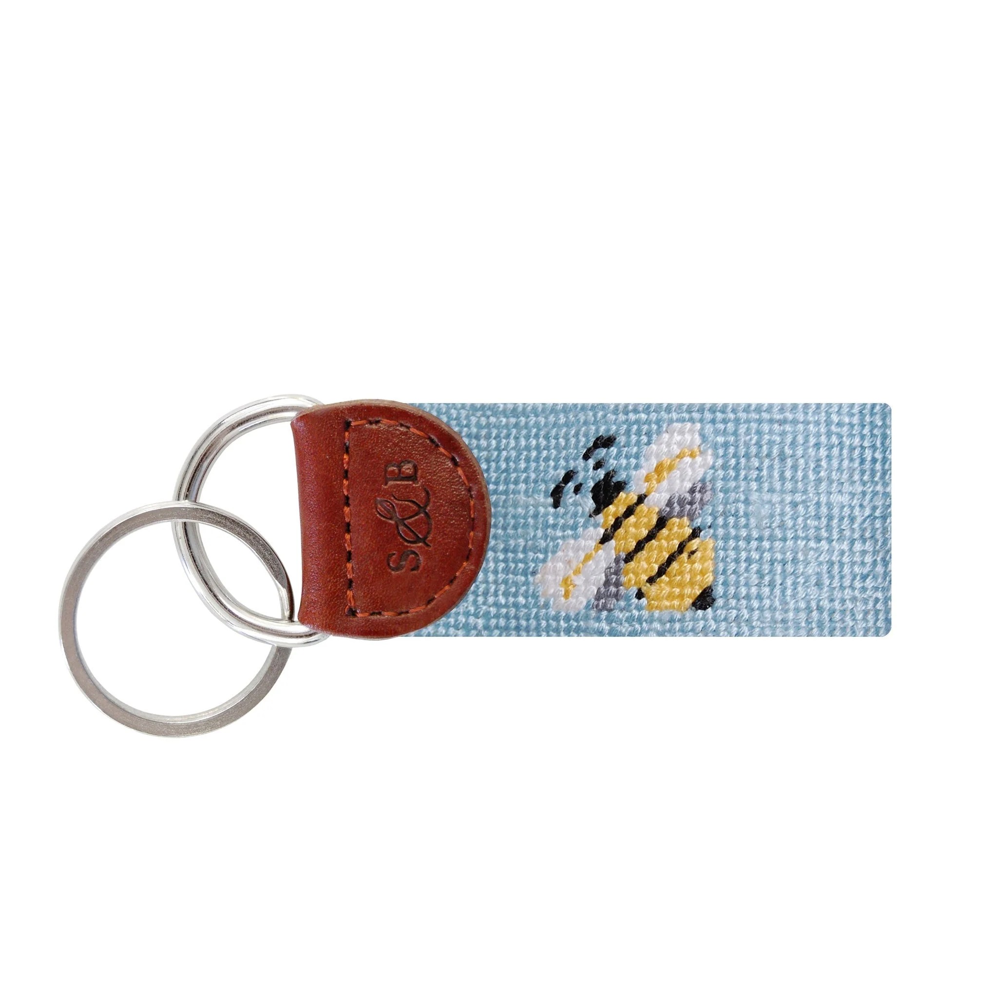 Monogrammed Bee Key Fob (Sky Blue)