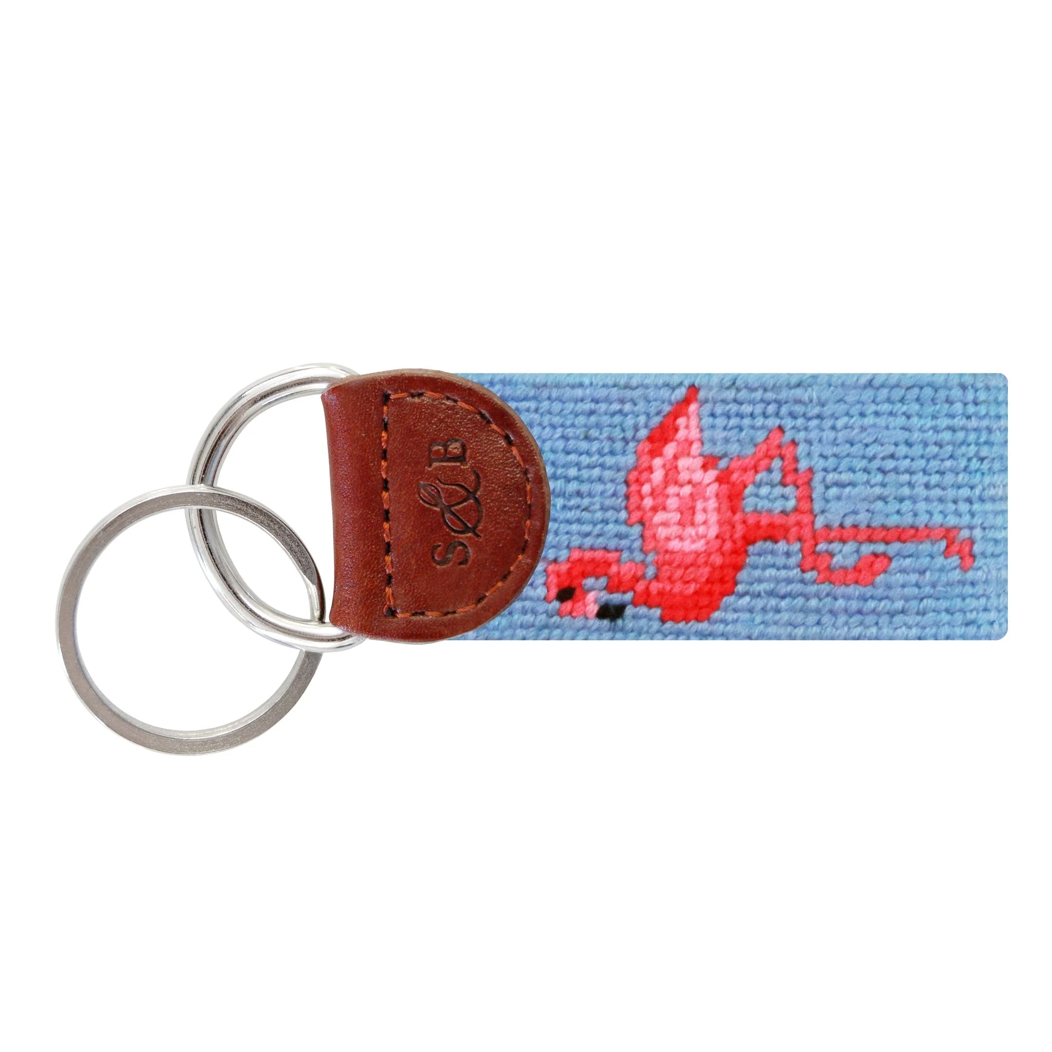 Monogrammed Flamingo Key Fob (Light Blue)