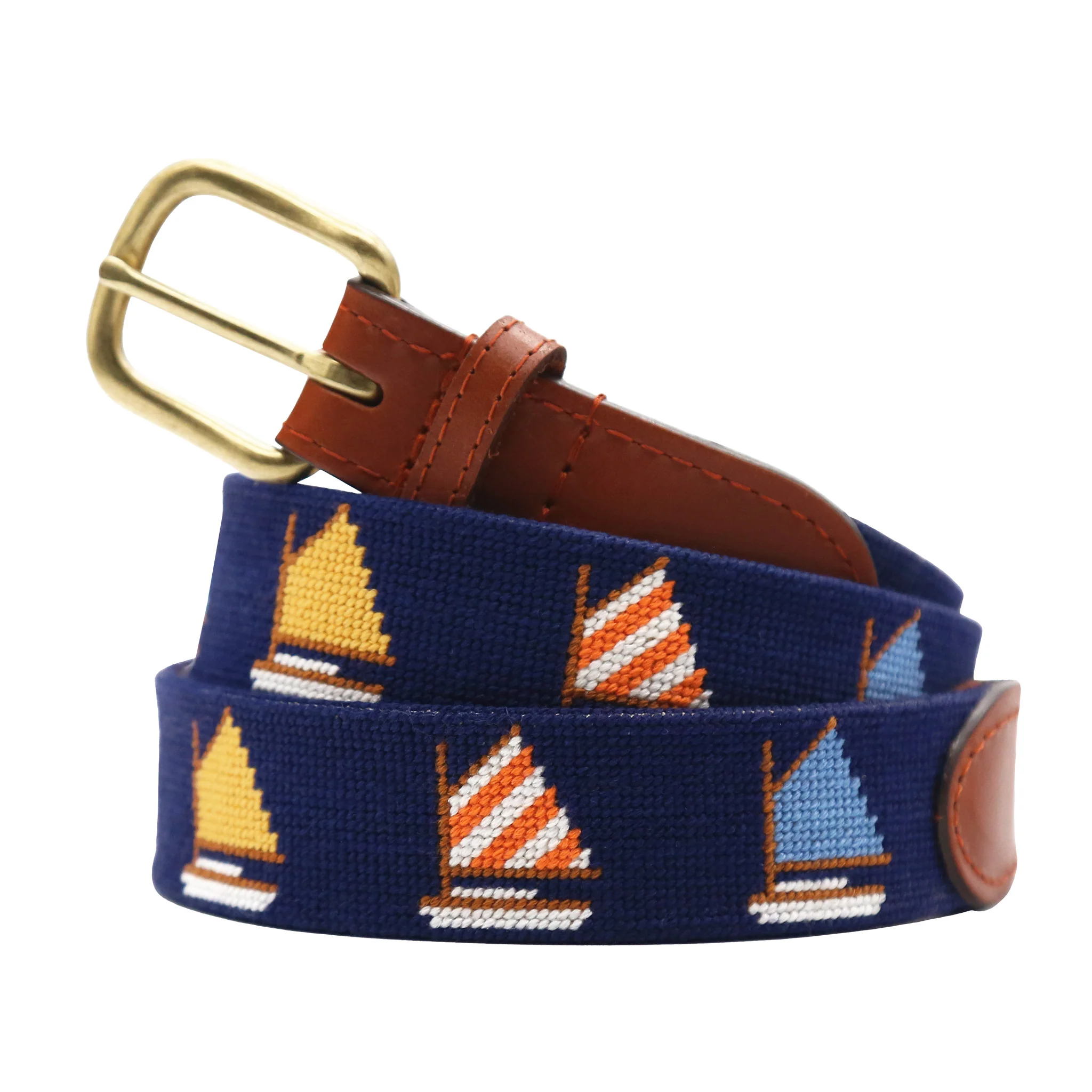 Monogrammed Rainbow Fleet Belt (Dark Navy)