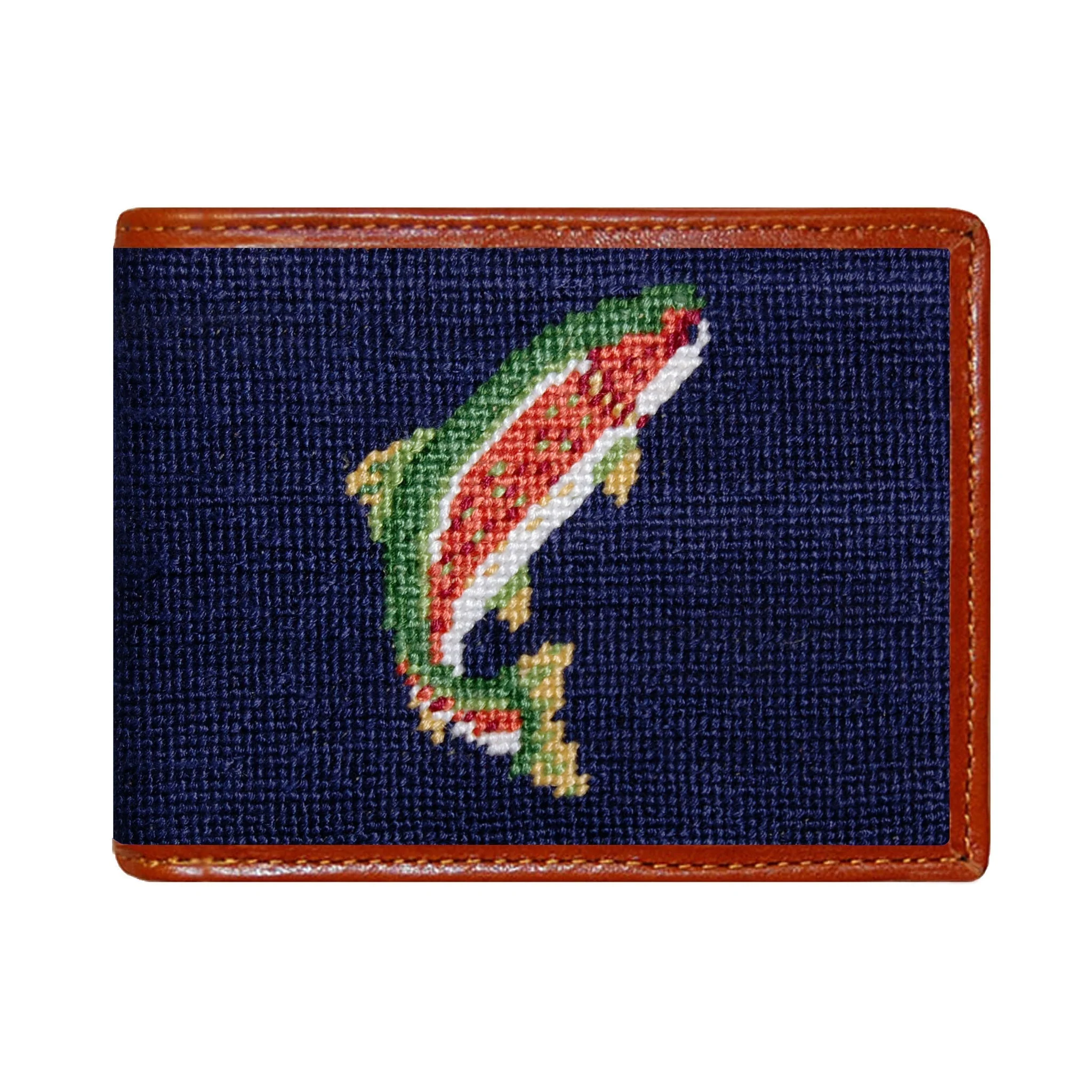 Monogrammed Trout and Fly Wallet (Dark Navy)
