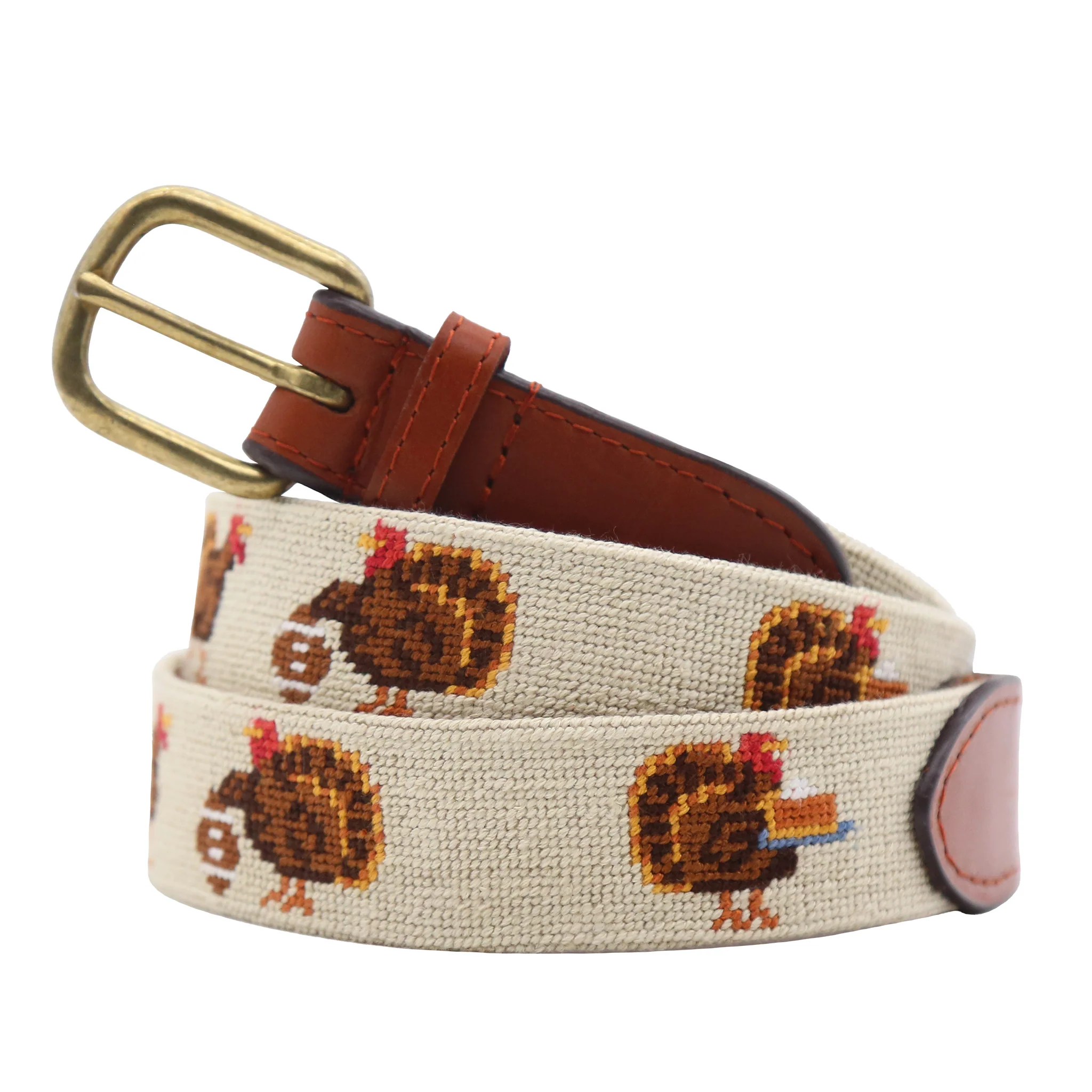 Monogrammed Turkey Day Belt (Light Khaki)