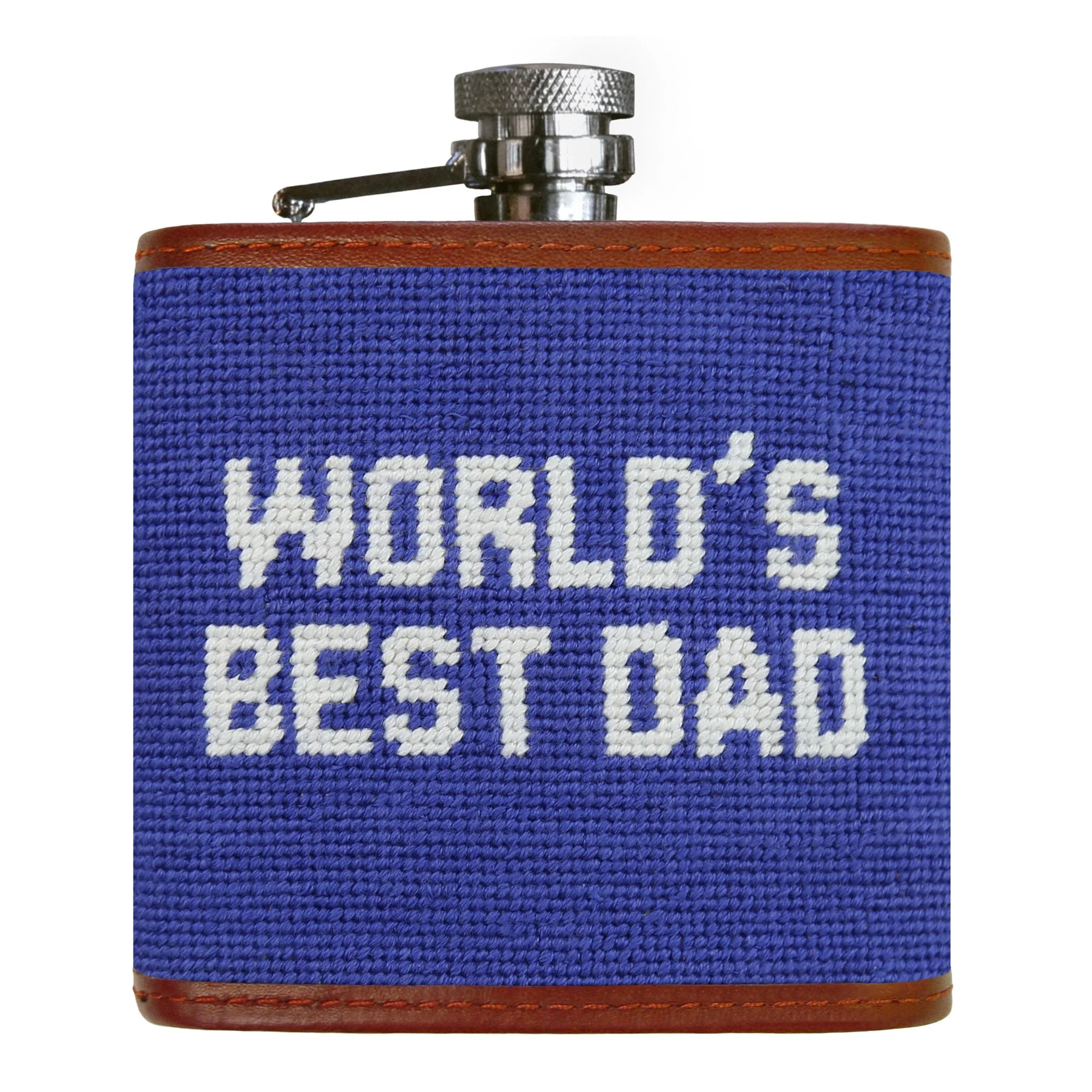 Monogrammed World's Best Dad Flask (Royal)