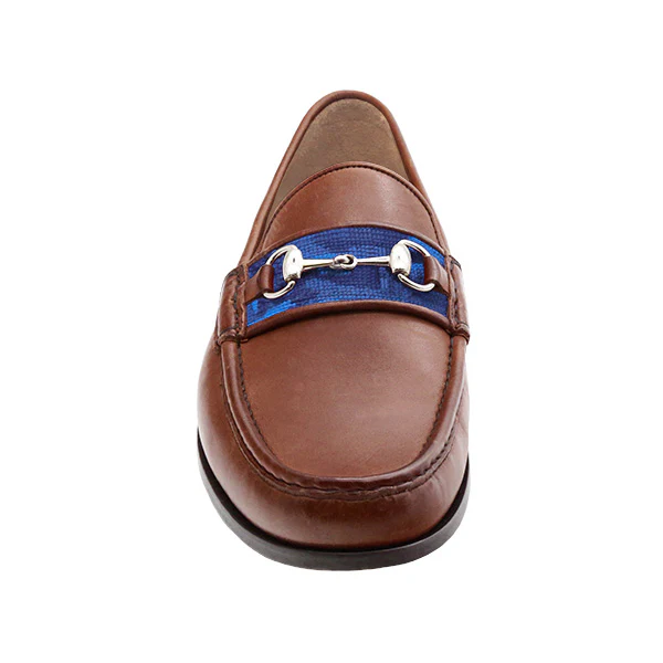 Navy Camo Downing Bit Loafers (Chestnut Leather) - Image 2