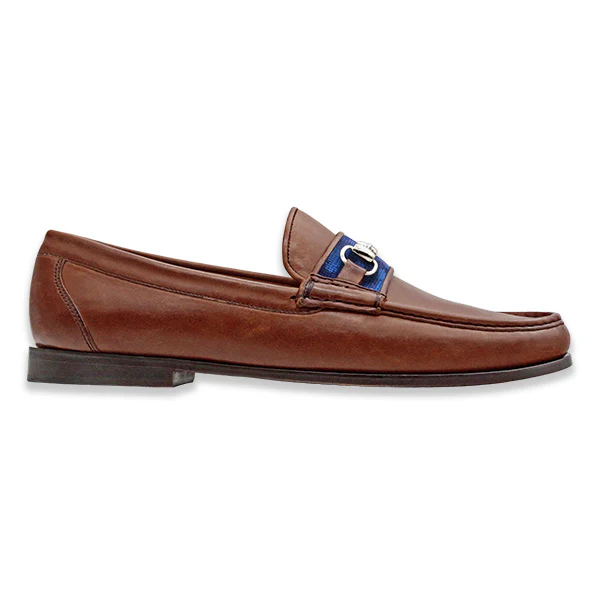 Navy Camo Downing Bit Loafers (Chestnut Leather) - Image 3