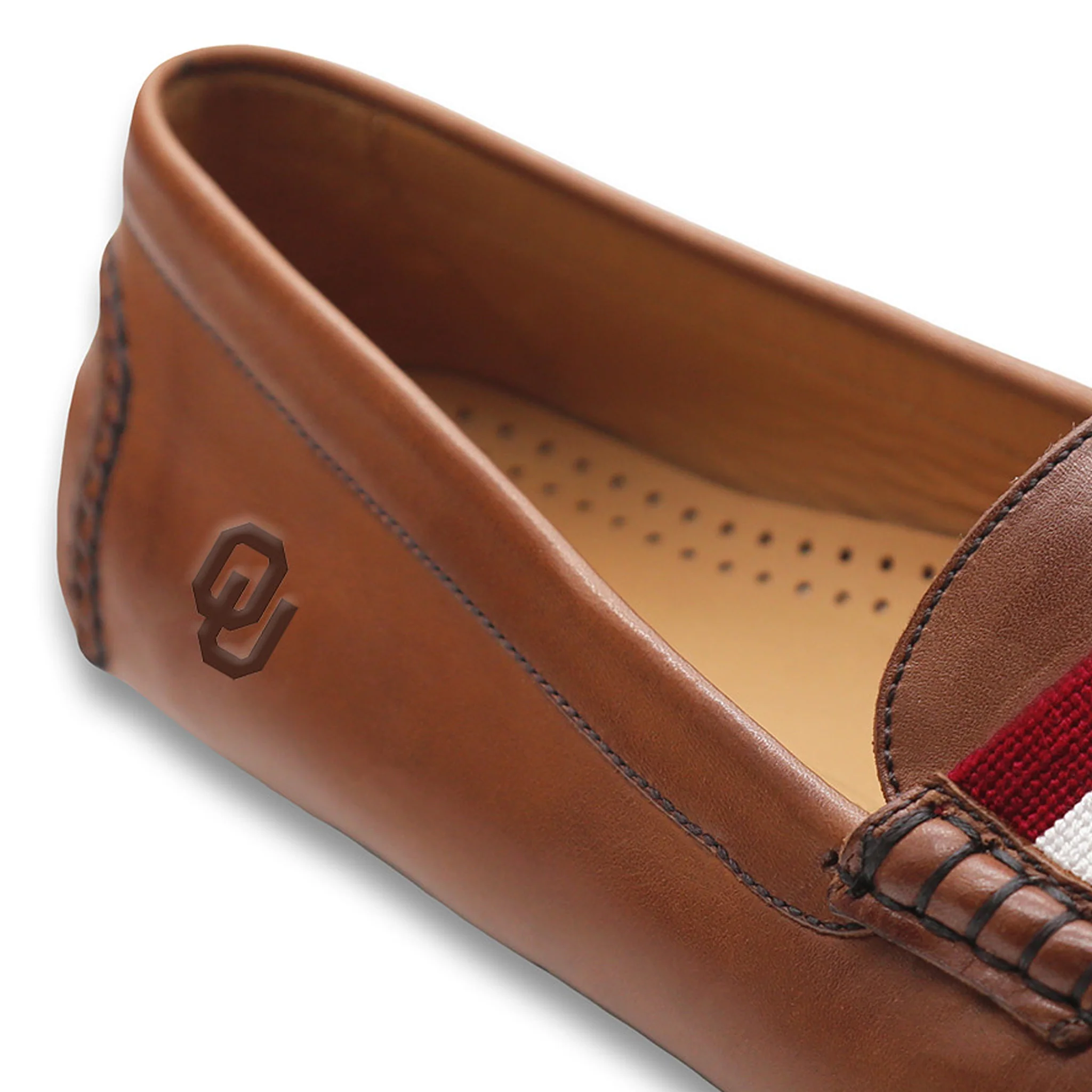 Oklahoma Surcingle Driving Shoes (Garnet-White) (Chestnut Leather - Logo) - Image 3