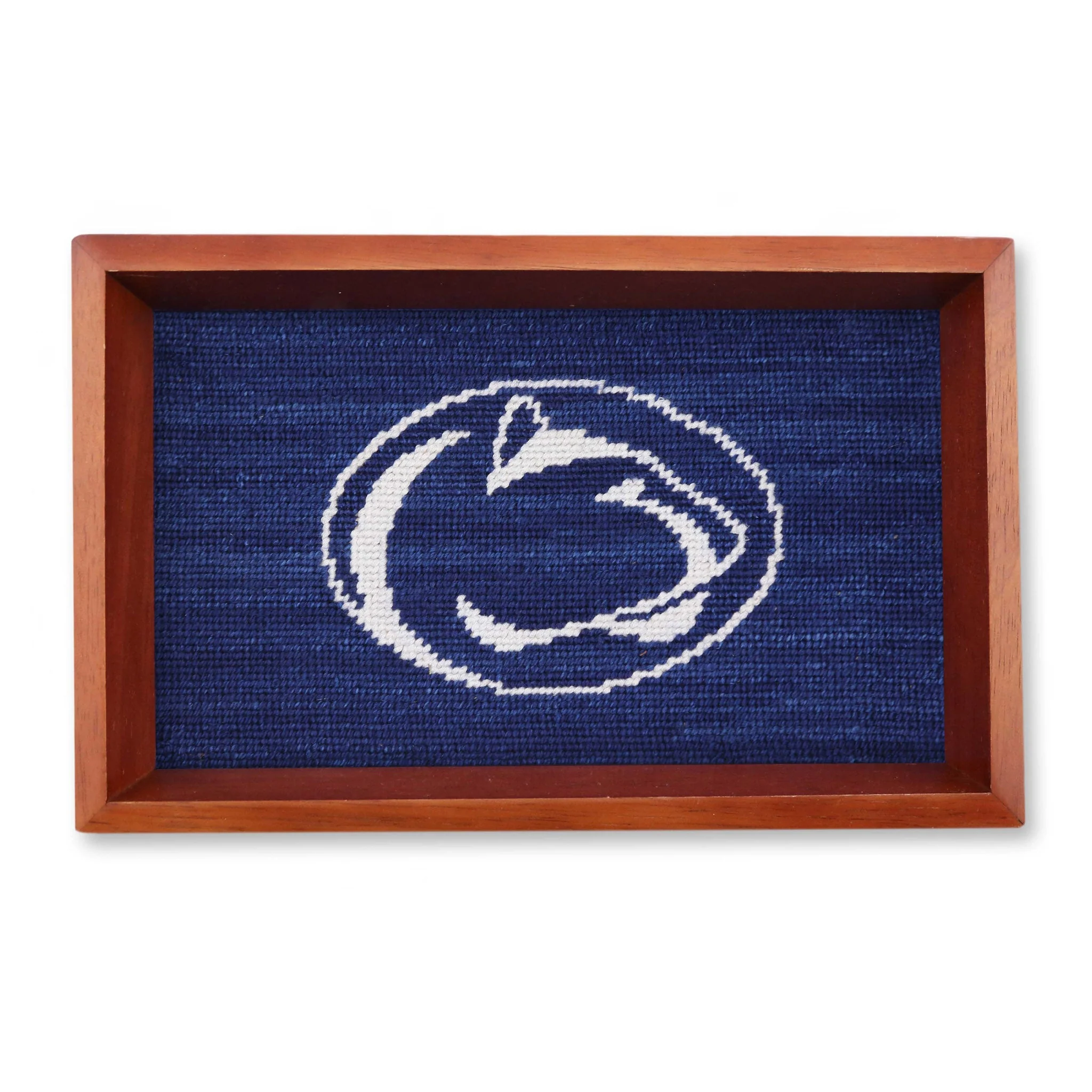 Penn State Valet Tray (Classic Navy) (Chestnut Wood)