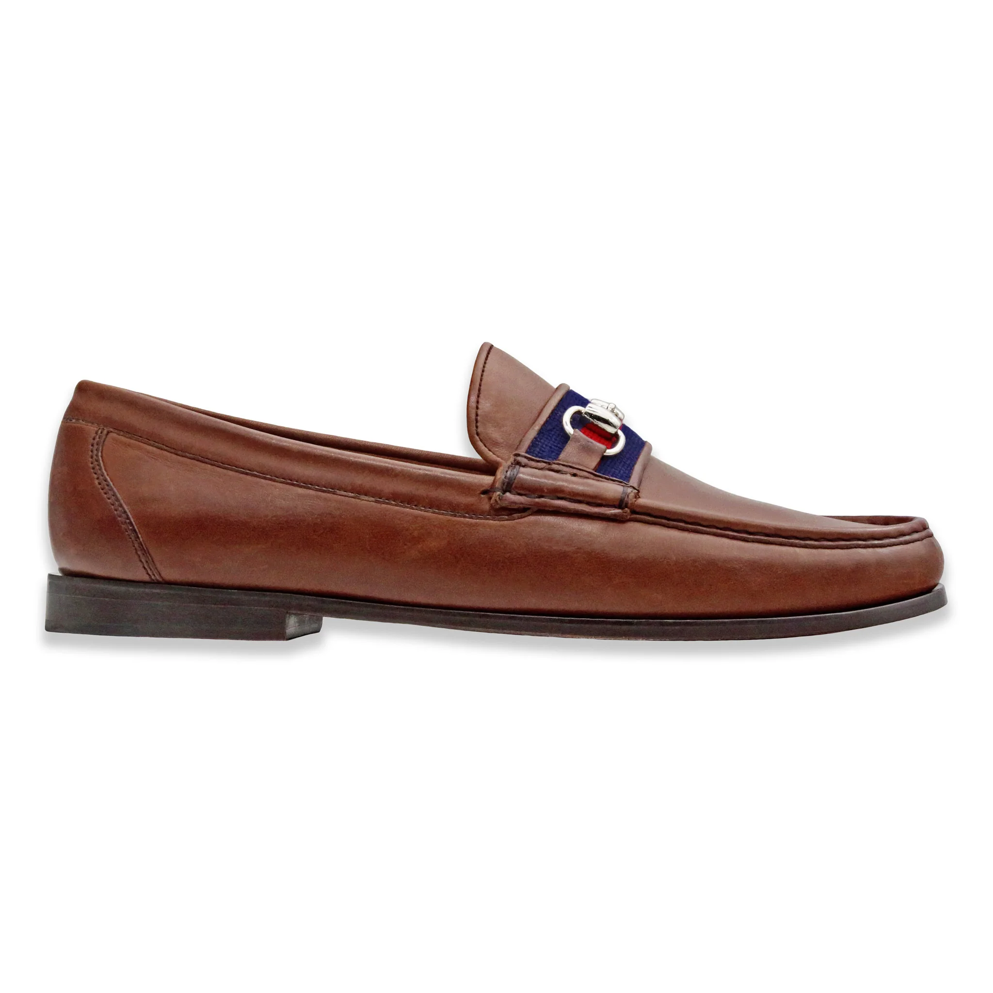 Surcingle Downing Bit Loafers (Dark Navy-Red) (Chestnut Leather) - Image 3