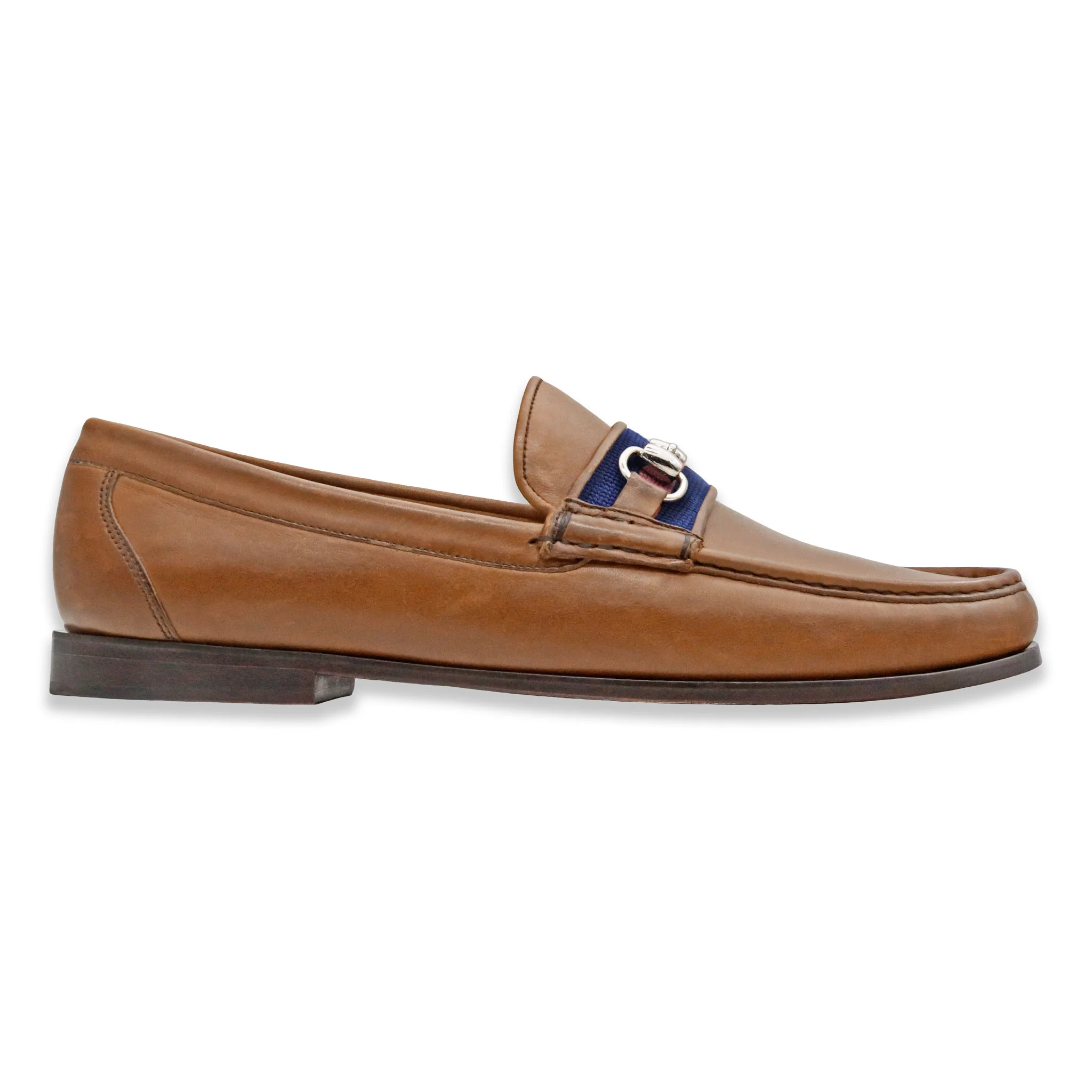 Surcingle Downing Bit Loafers (Classic Navy-Pink) (Saddle Leather) - Image 3