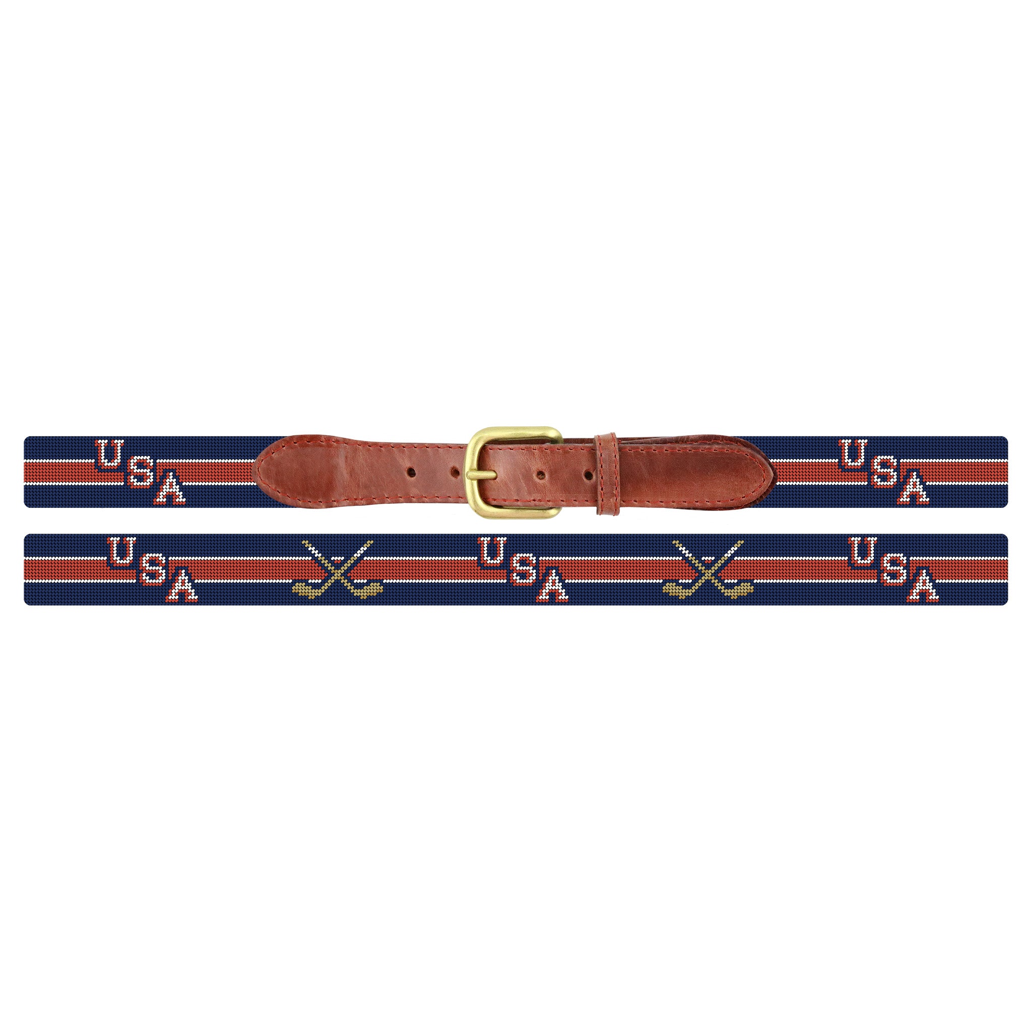 USA Hockey Belt  (Classic Navy - Jersey Stripes) - Image 2